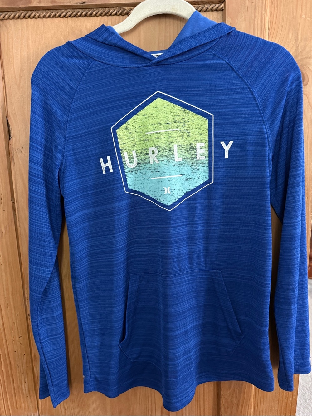 Hurley Blue Long-Sleeve Hooded Top with Logo Accent